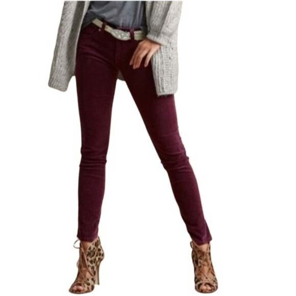Cabi Corduroy Jeans Womens 4 Burgundy Red Skiny Stretch Career‎ Casual #3197